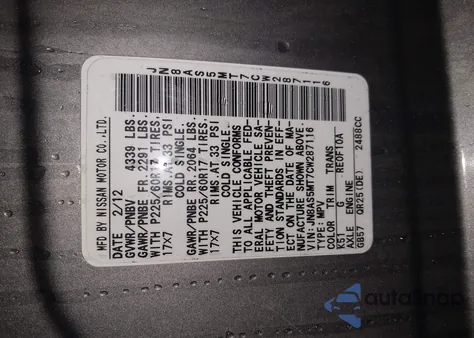 2012 Nissan Rogue Sv z USA, uszkodzony, nr VIN JN8AS5MT7CW287116